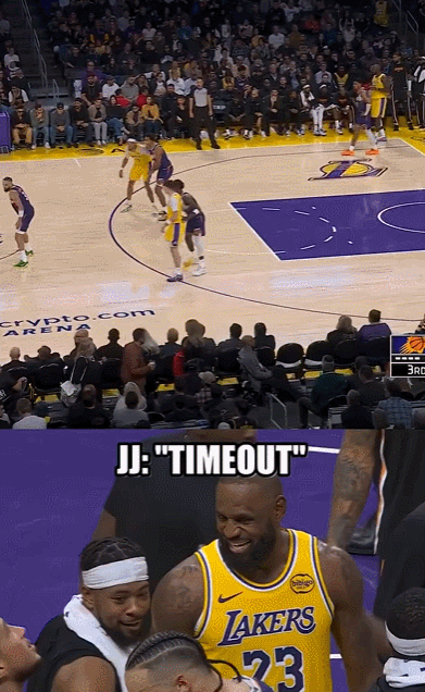 雷迪克喊战术 詹姆斯没听见  雷迪克被迫喊停+无奈摇头 