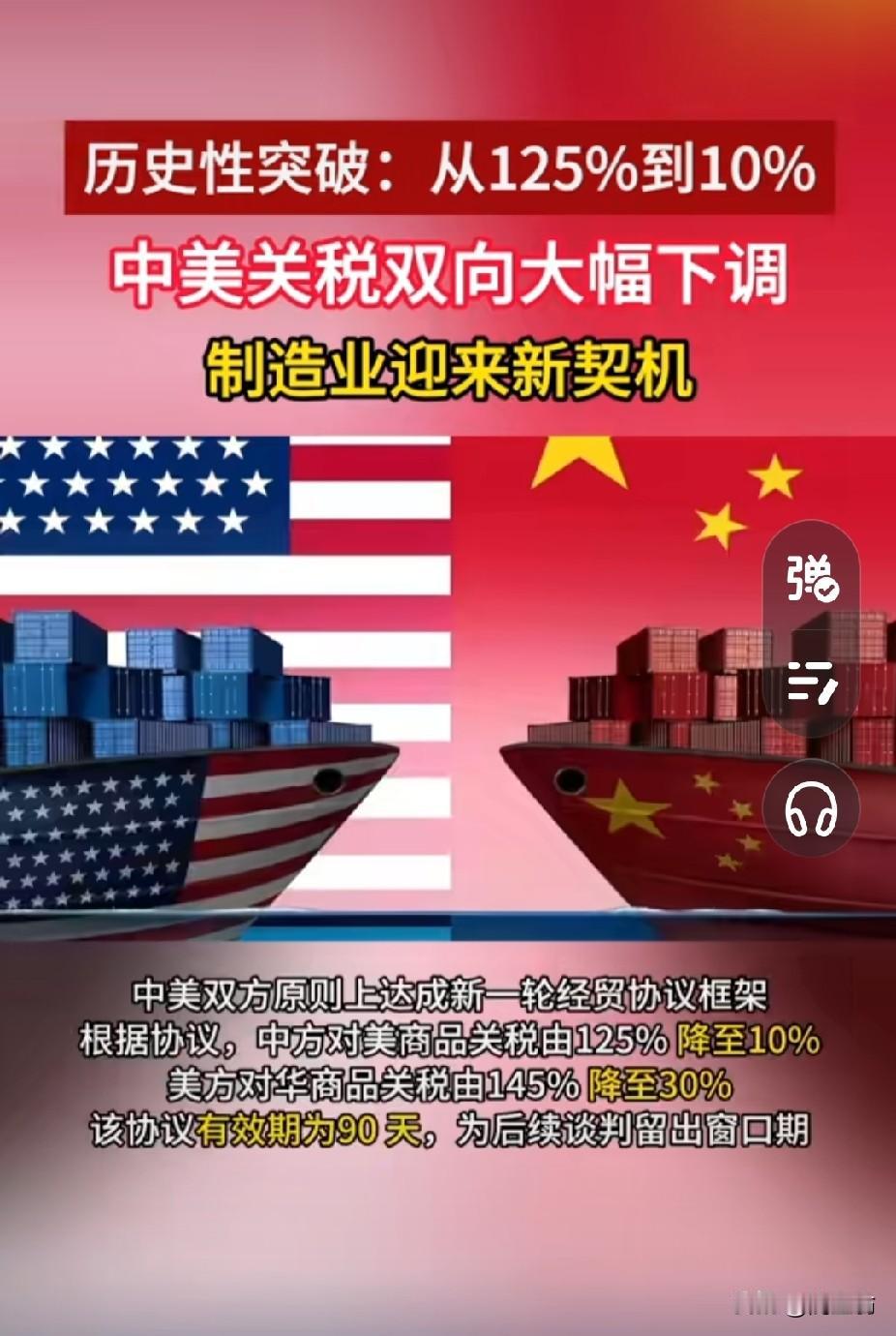 中美双方互相大降关
只要按约履行
外贸的春天又会到
希望中美永远友好
经济能够持