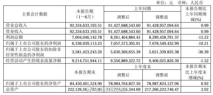 长城 2025 年上半年实现营业收入 923.35 亿元，同比增长 0.99%；