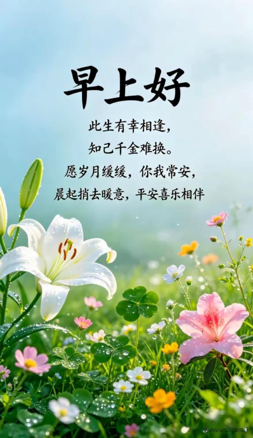 知心无需多言，知己藏在心间。
祝福从不间断，问候情意如山。
健康一起守侯，平安皆