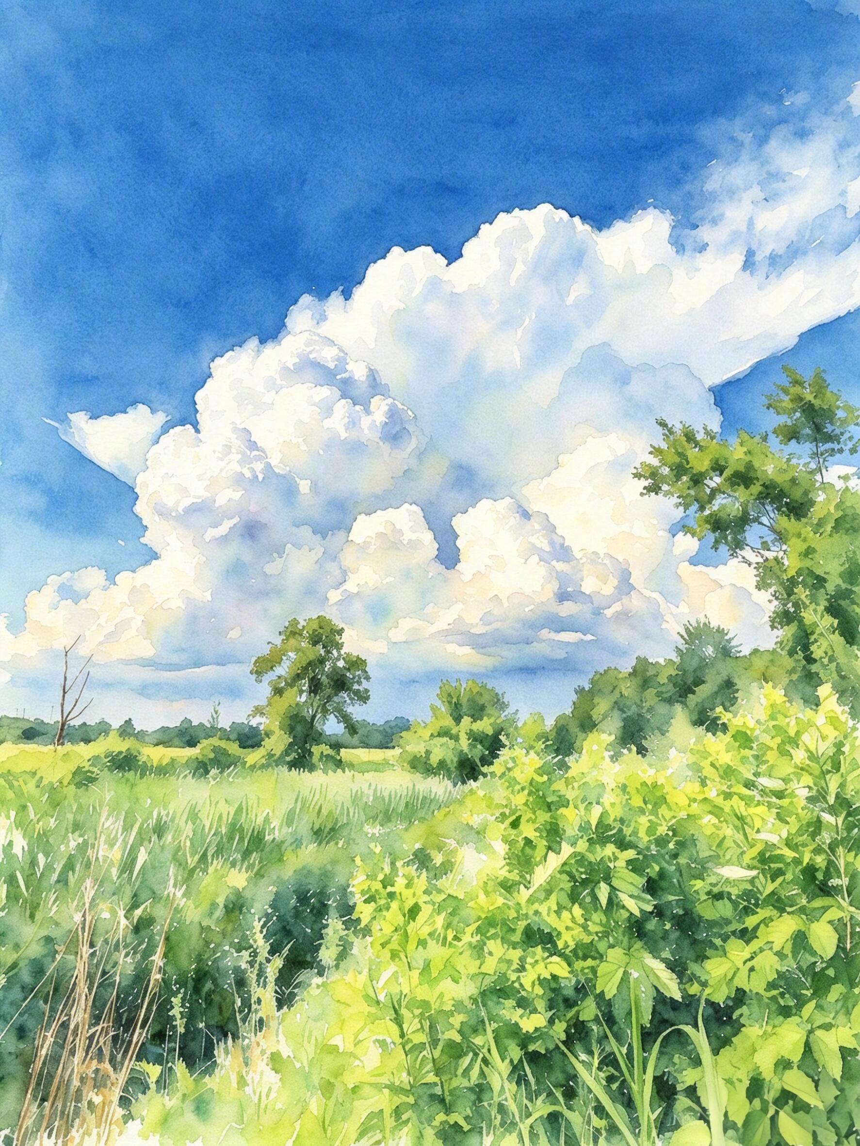 抬眼就是离我极近的云，一团团蓬松地堆在头顶上空，像揉软的雪白棉絮。 