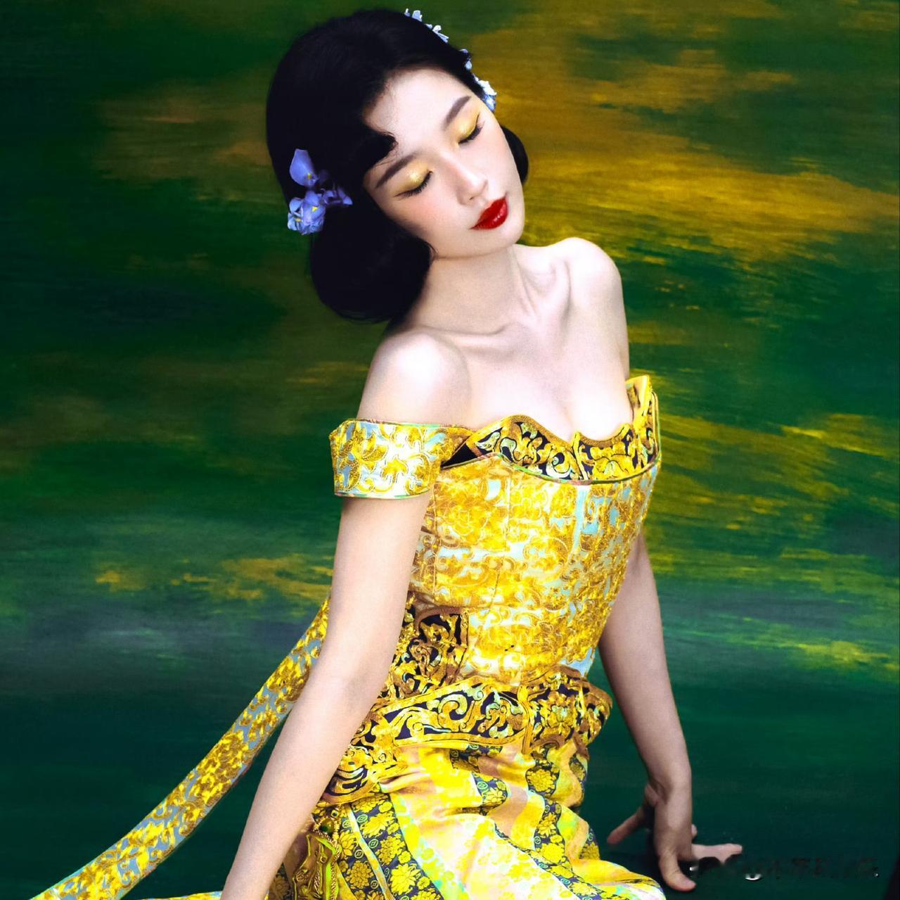 近日，虞书欣在泰国红毯上压轴亮相，瞬间成为全场焦点。她身着一袭孔雀蓝斜挂脖紧身长