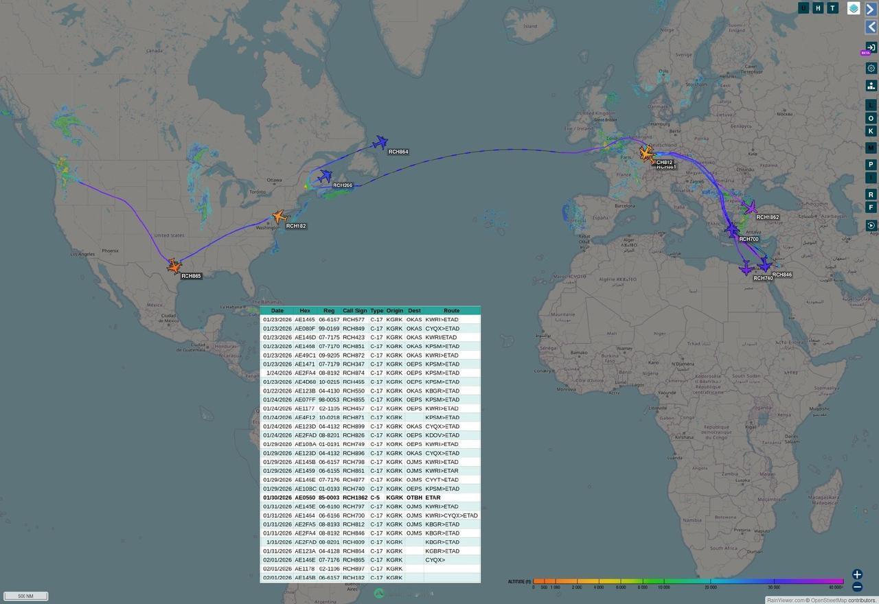 据媒体报道，美军第69防空旅的萨德反导系统，正分派进驻约旦、科威特、沙特阿拉伯和