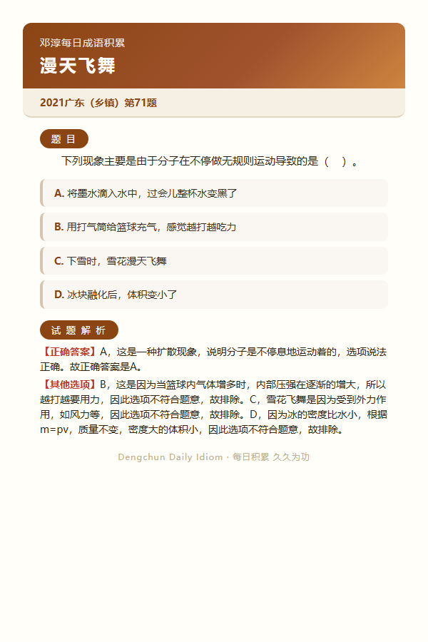 今日公考言语高频成语：漫天飞舞+3 道真题 