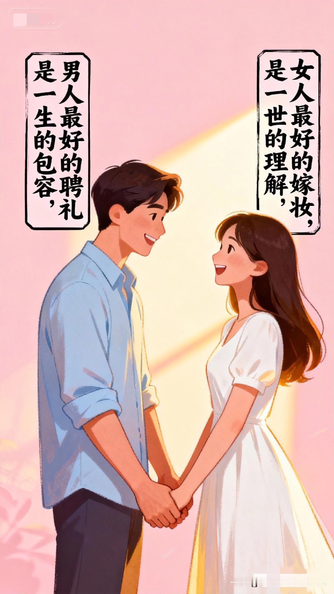 男人最好的聘礼，是一生的包容;
女人最好的嫁妆，是一世的理解.…

有人说，看一