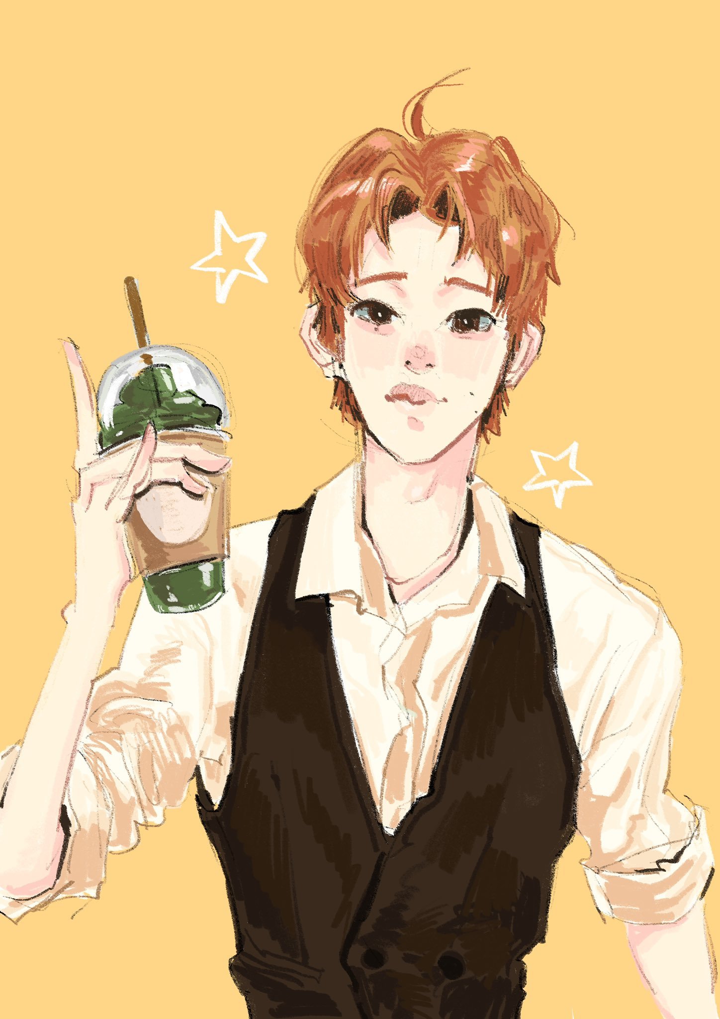 啊啊啊啊啊啊咖啡熙饭绘来了，配色好漂亮😍©️sooheeyaaa 