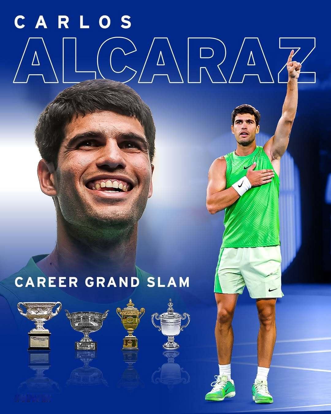 澳网：2026🔥法网：2024、2025🏆温网：2023、2024🏆美网：