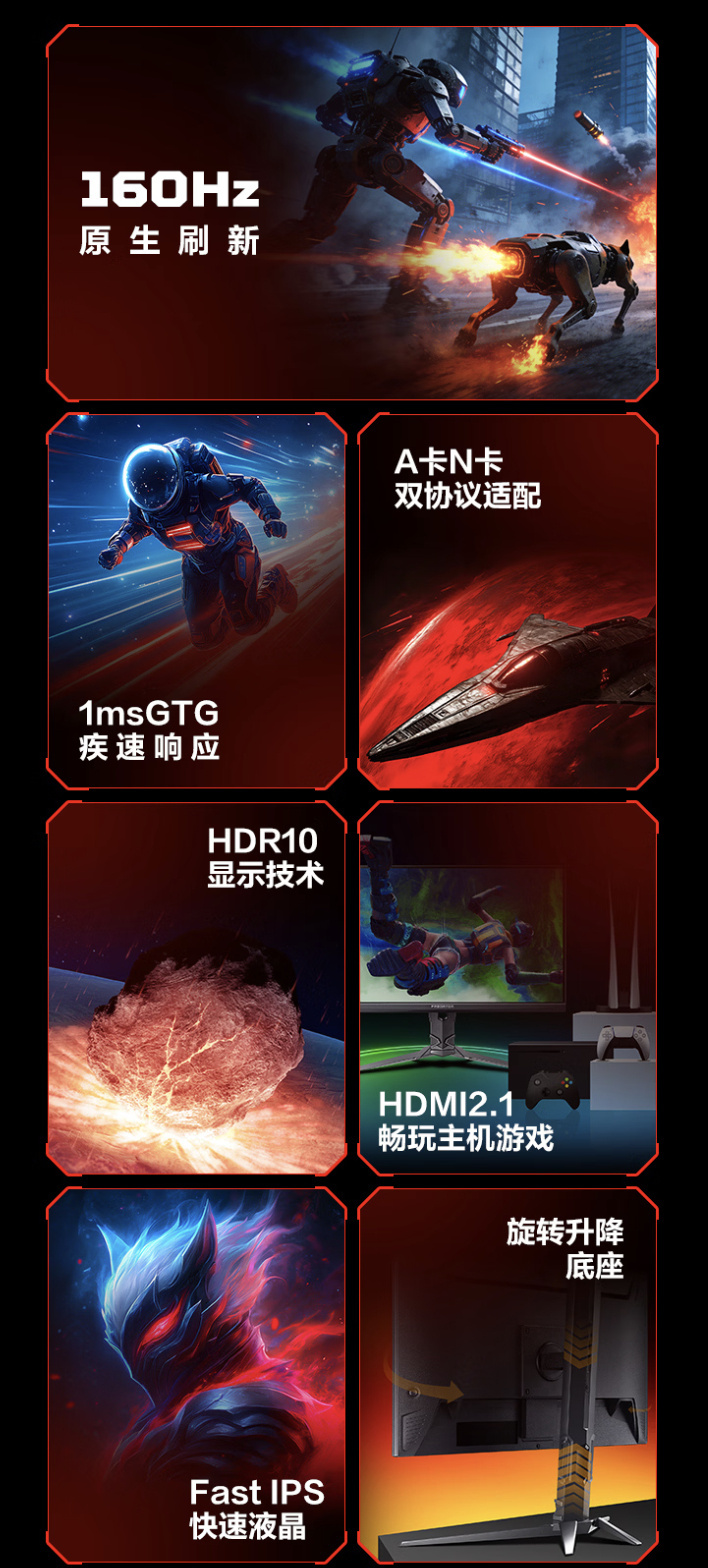 宏碁刚上的这款23.8寸显示器还不错🤍4K配160Hz，核心规格给得挺扎实。自