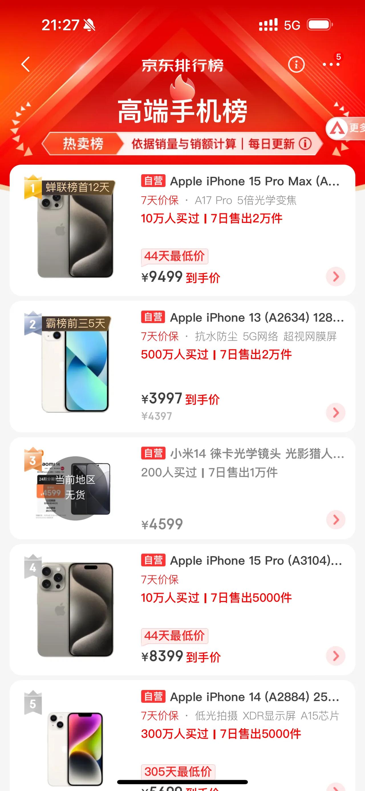 果然苹果一降价，就没国产啥事了[捂脸]目前iPhone15系列几乎全系都降了50