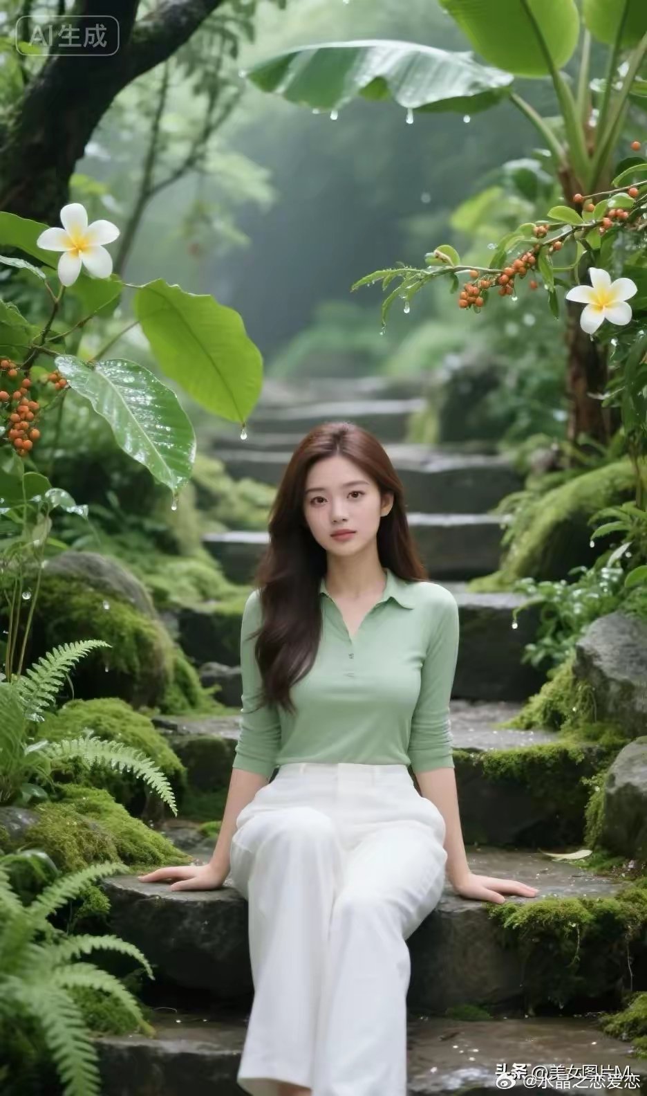 女子坐在石登上，远方的人思念在路上！李惠仁hyein 镇江