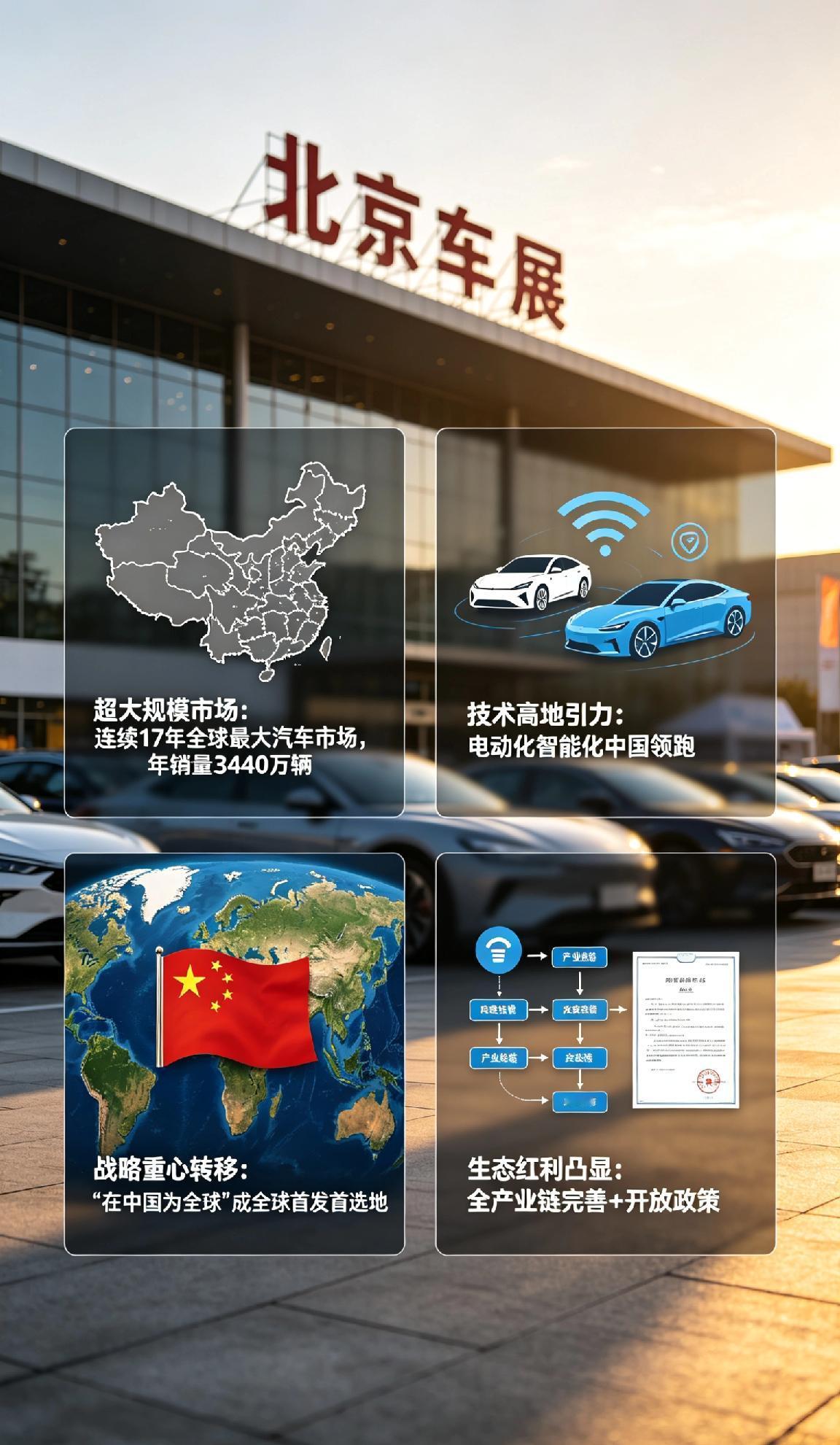 北京车展成全球车企“必争之地”，核心吸引力藏在这几点：
1️⃣ 超大规模市场：中