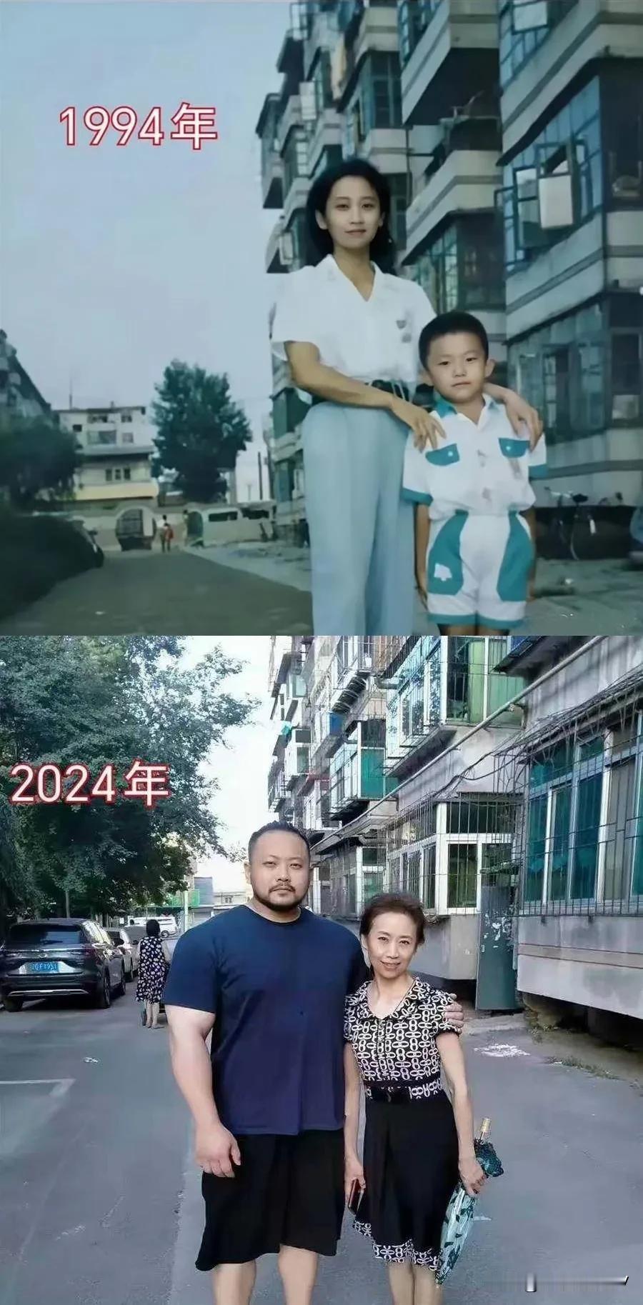 小时候的他，还是个可爱的小男孩，偎依在妈妈身边，那时候的妈妈显得特别高大！
30