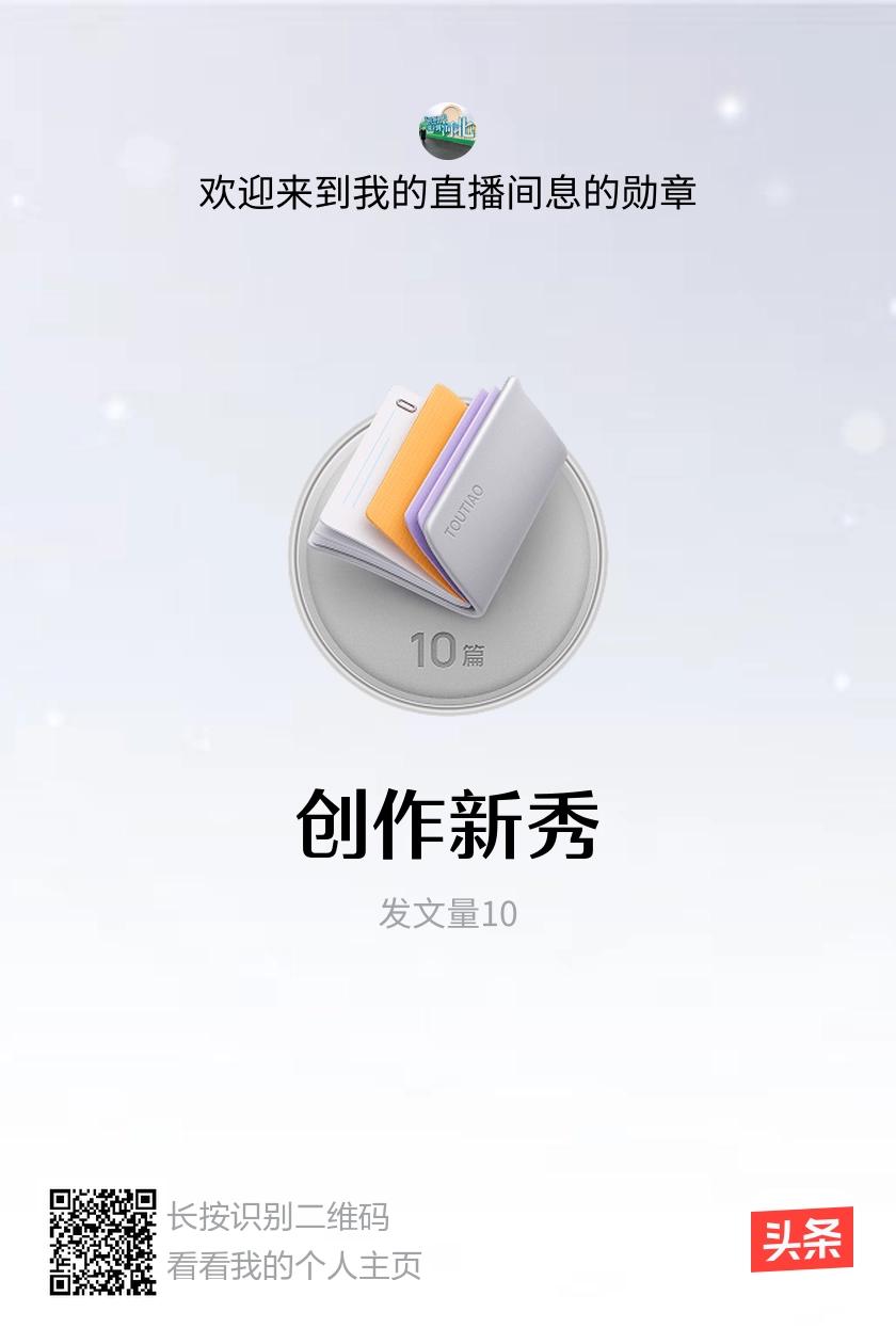 我获得了【创作新秀】勋章！邀请你一起集头条勋章、记创作之路！