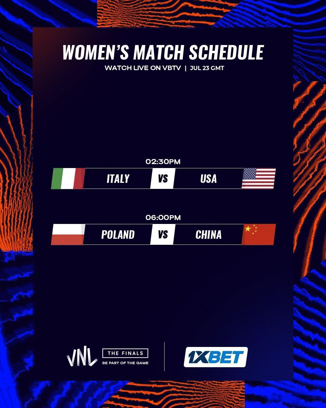 中国排球联盟[超话]vnl2025 女排波兰🇵🇱总决赛半决赛赛程：中国女排迎
