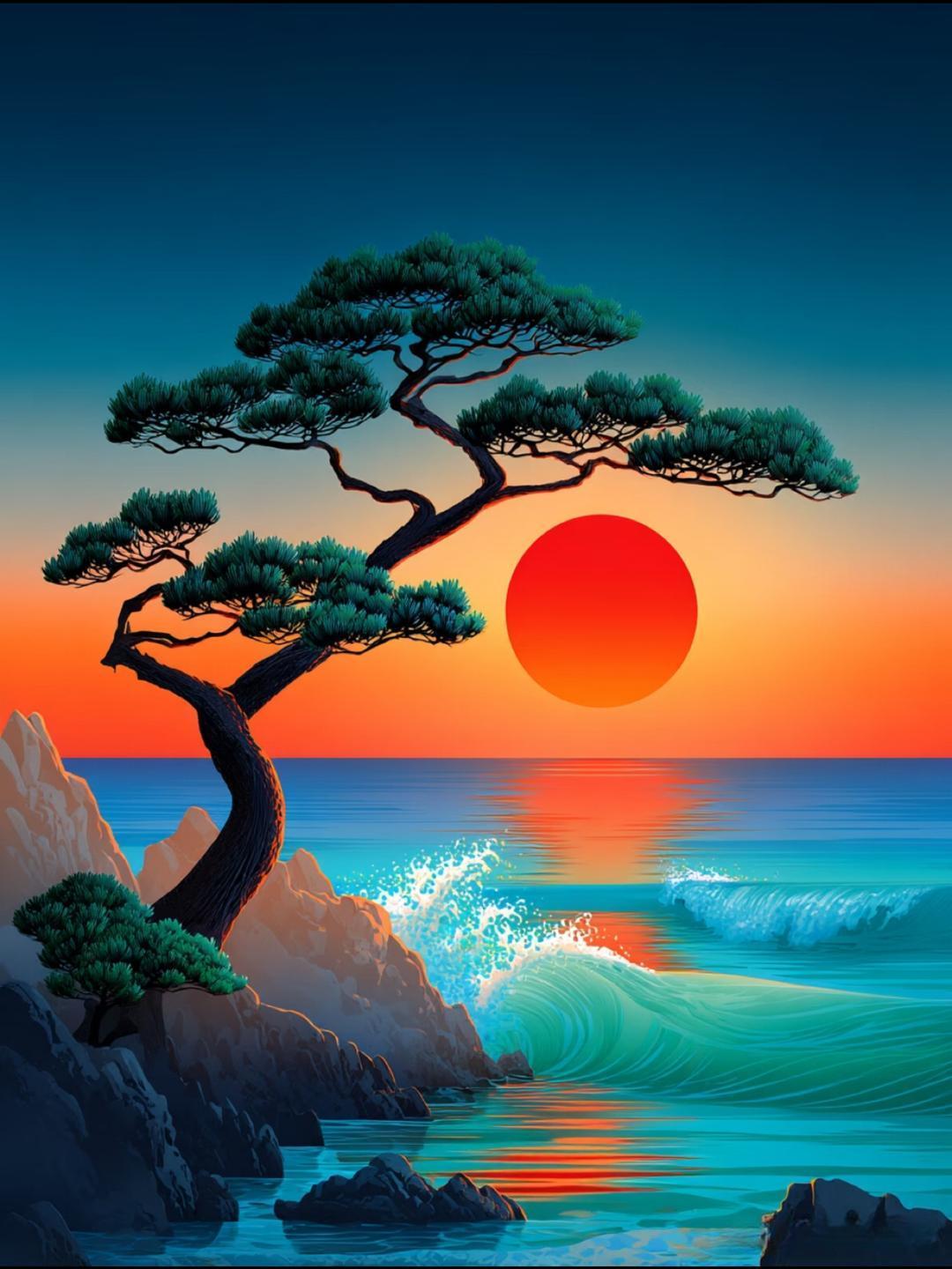 旭日东升·蒸蒸日上，鸿运当头·八方来财…传统文化 正能量 绘画 沐风书画 春日生