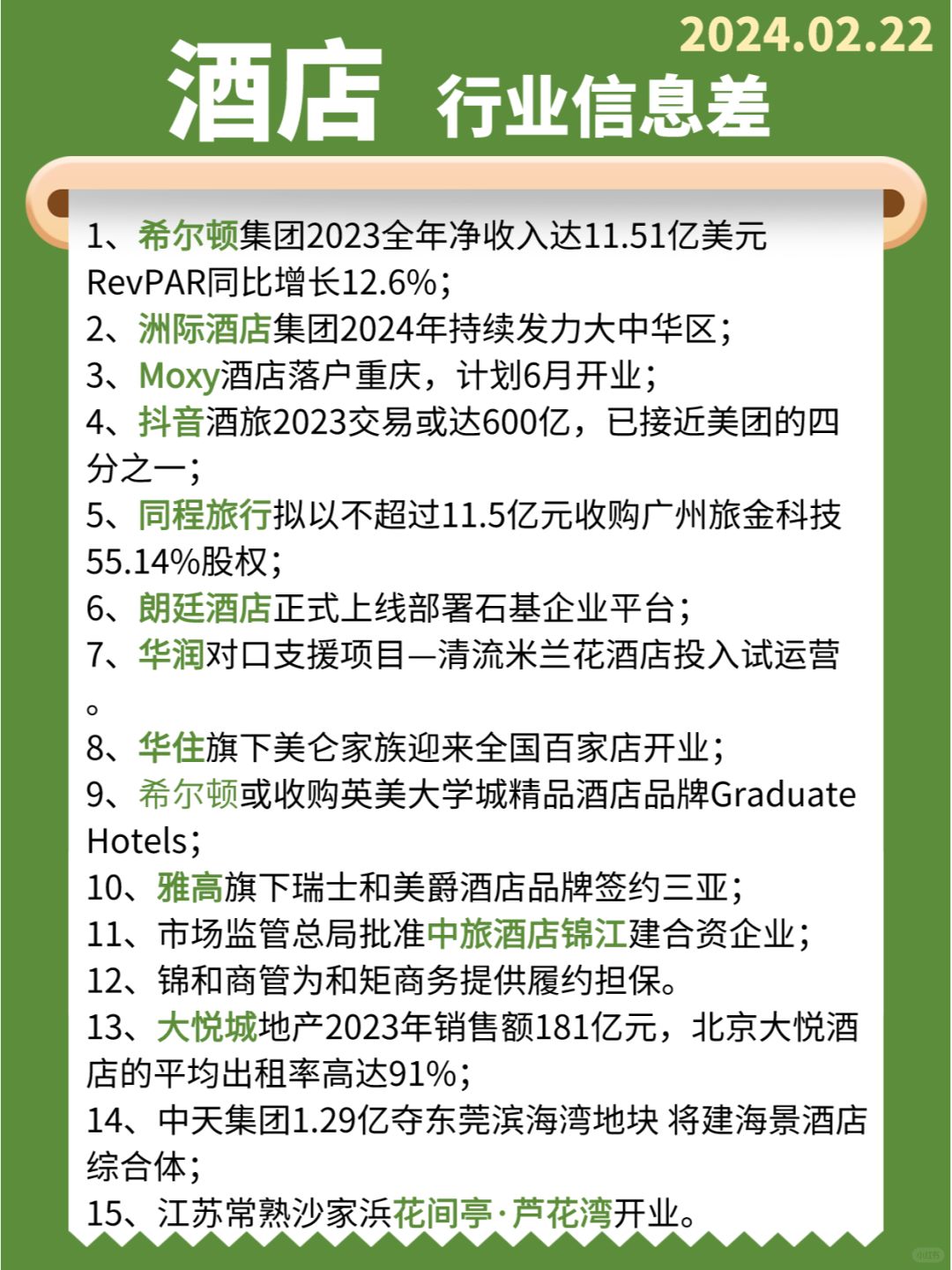 【酒店】行业信息差