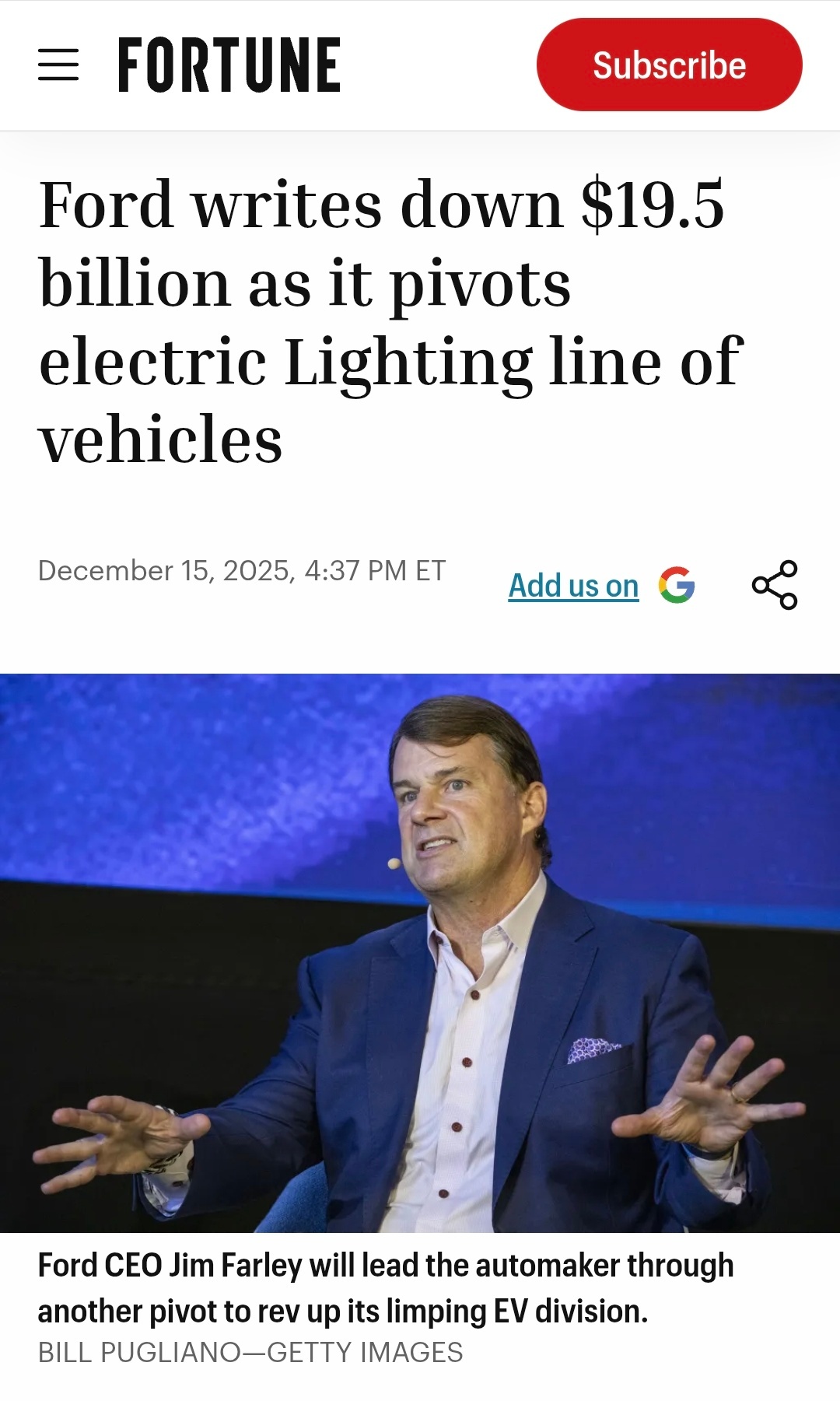 福特减记一下纯电车，就195亿美元，1400亿人民币吧。智能电动车时代，传统车企