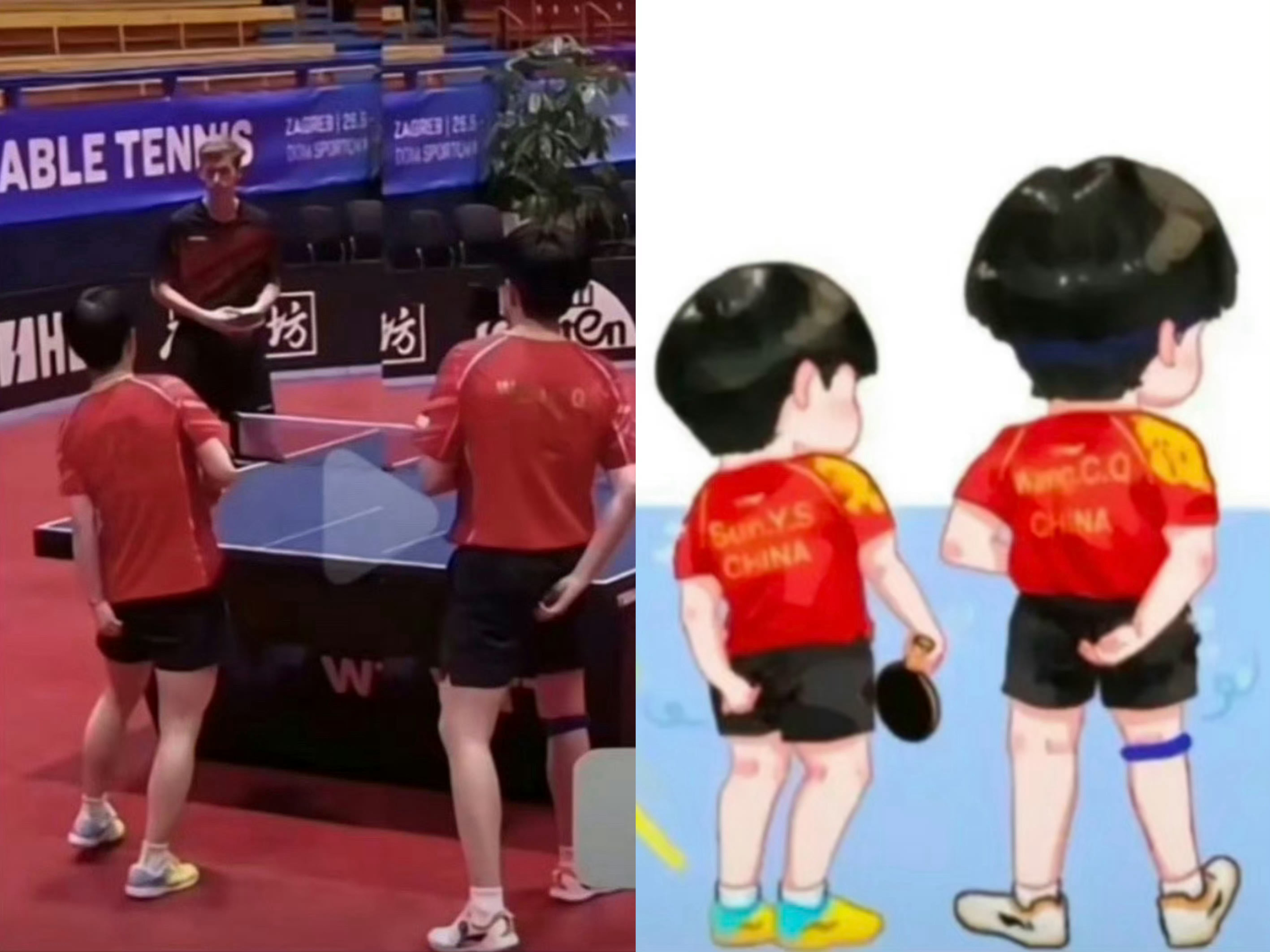#王楚钦孙颖莎vs林钟勋申裕斌#李宁的卡屁扒拉款？[笑cry][笑cry] ​​