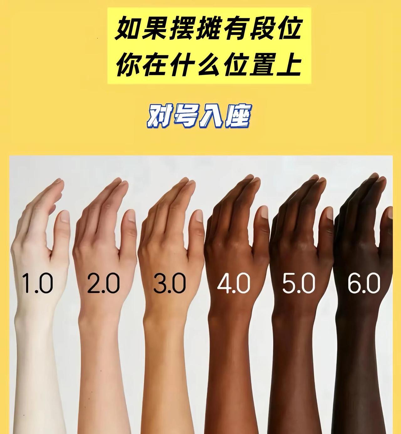 如果摆摊有段位？你们到哪一个段位了？我先来：3.0色号对照表 你的皮肤肤色是几号
