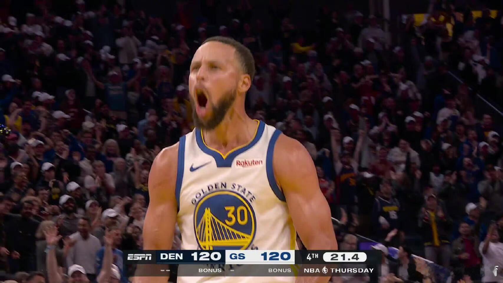 库里超远三分绝平库里超远三分绝平？今天勇士比赛太精彩了 库里40+ 戈登空砍50