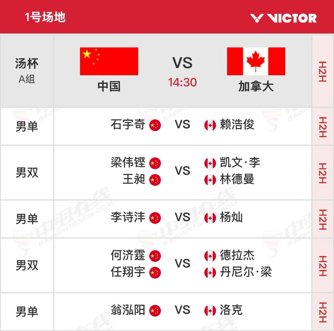 2026年汤尤杯 小组赛第四天北京时间14:30开始，可在央视各平台、优酷等观赛