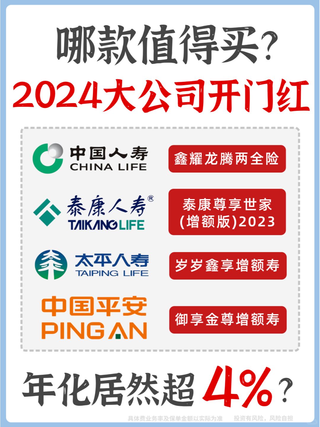 平安国寿泰康太平🔥2024开门红哪家强？