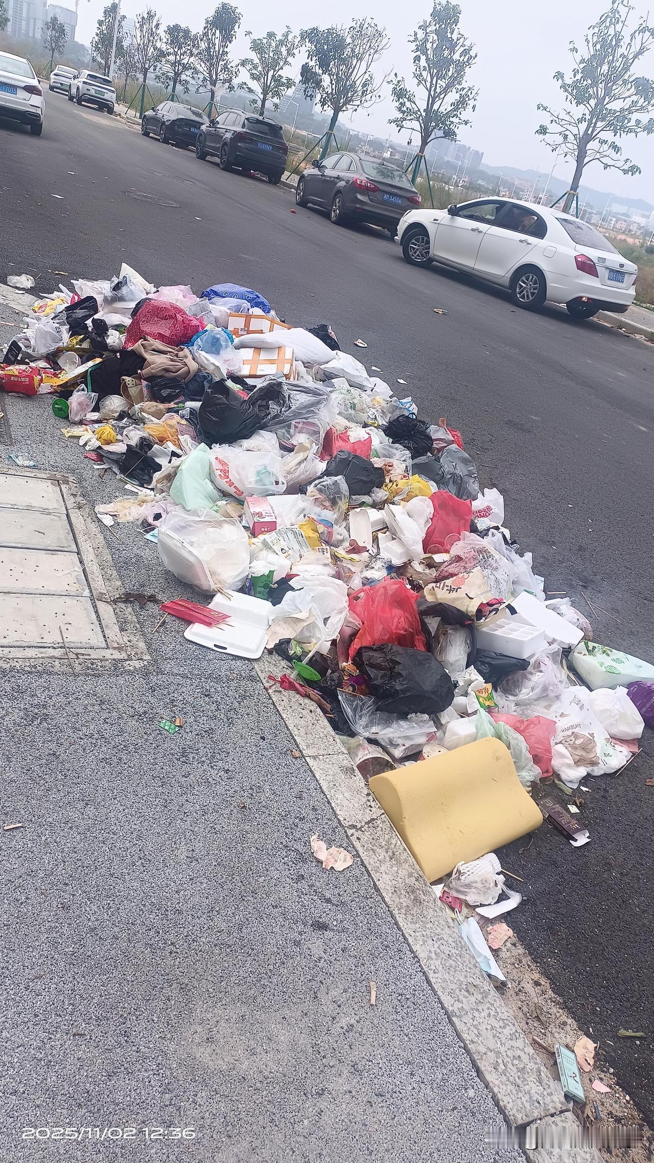 曝光！广州知识城九佛街最近堆了一堆垃圾，很容易招来蚊虫，旁边就是员工宿舍楼。
这