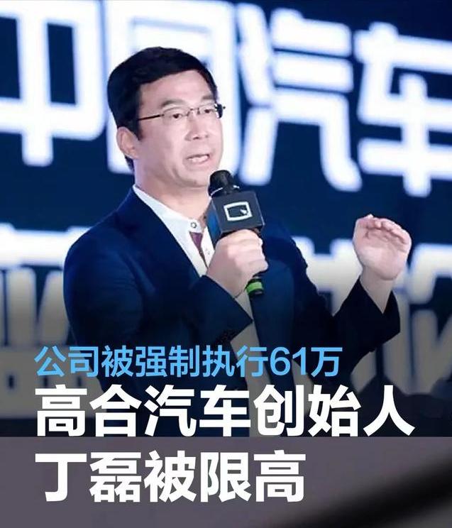 #高合汽车创始人丁磊被限制高消费，公司被强制执行61万#
据中国执行信息公开网显