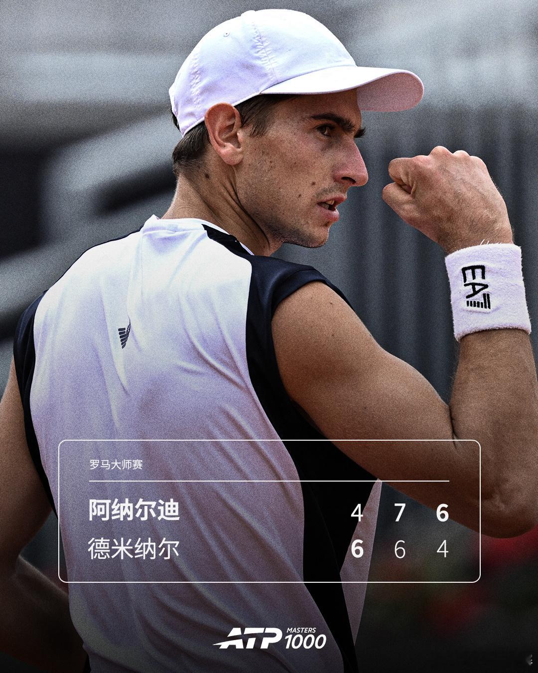 阿纳尔迪逆转晋级ATP1000 罗马站第二轮，本土外卡选手阿纳尔迪苦战三盘，以4