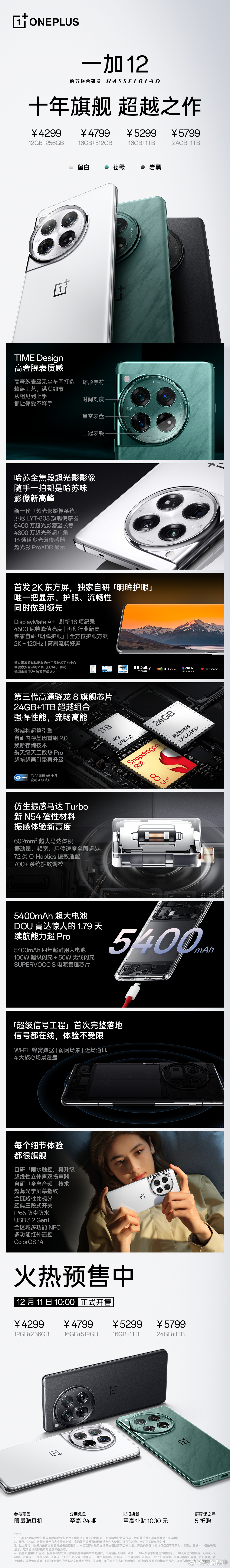 一张图了解今天刚刚发布的一加12，简单总结一下：1 这块非常牛皮的东方屏，拥有目