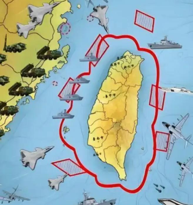 中国现在围岛，其实已经跟台湾没有直接关联了！大陆把台湾当作一个战略诱饵，只要老美
