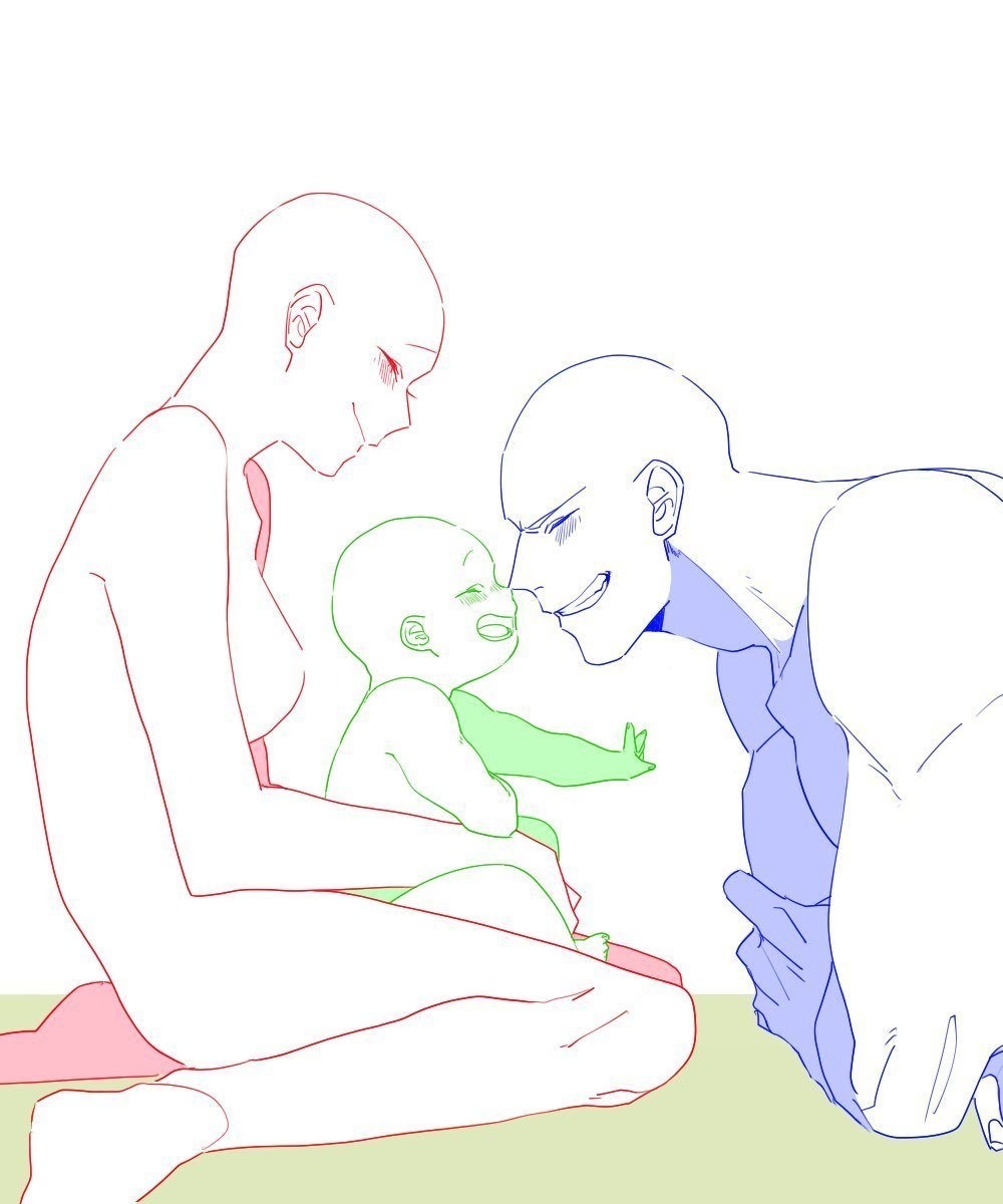 绘画参考 一家人互动 twi​​​
