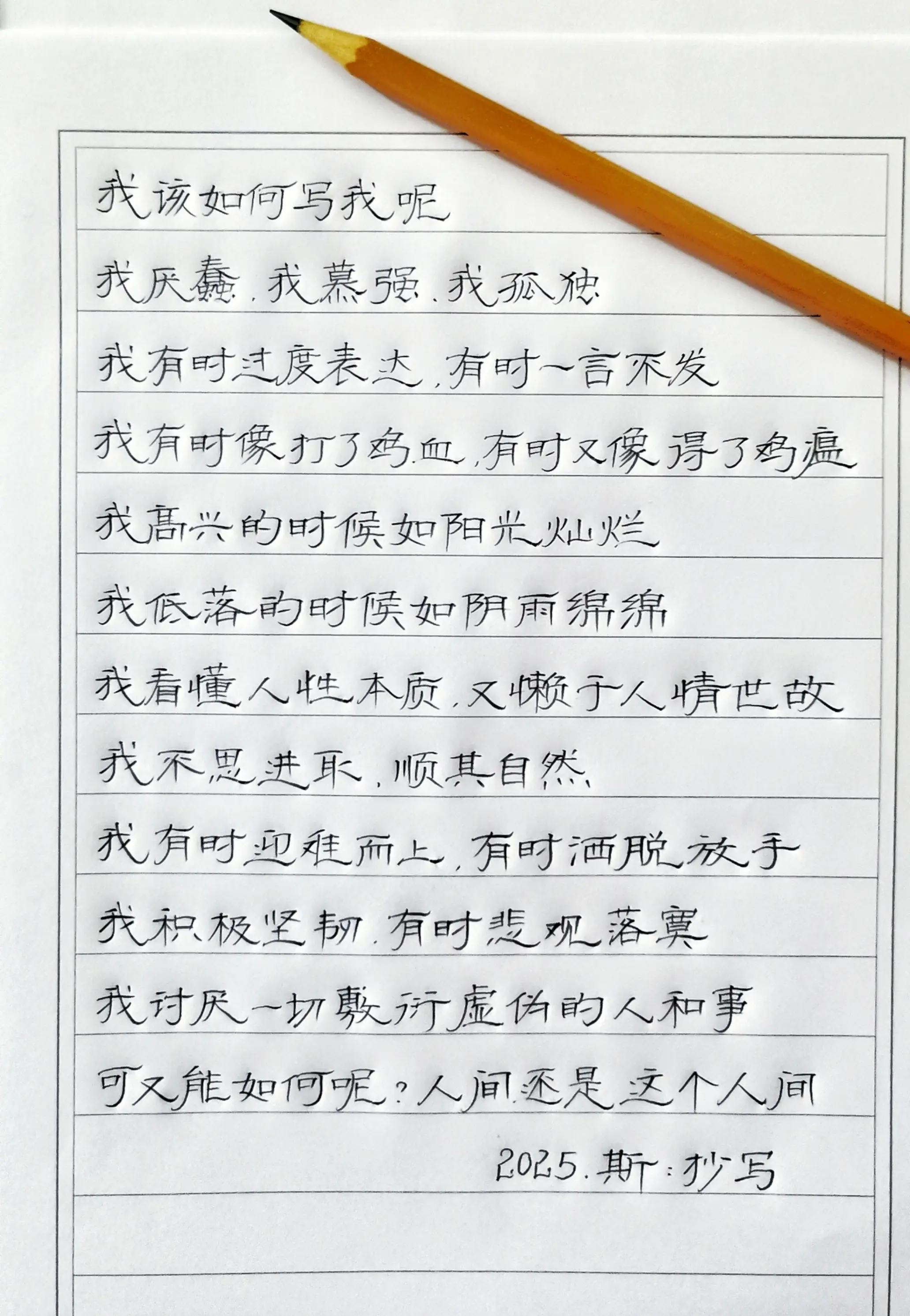手写文字 我该如何写我呢 摘抄 感悟 写字是一种生活