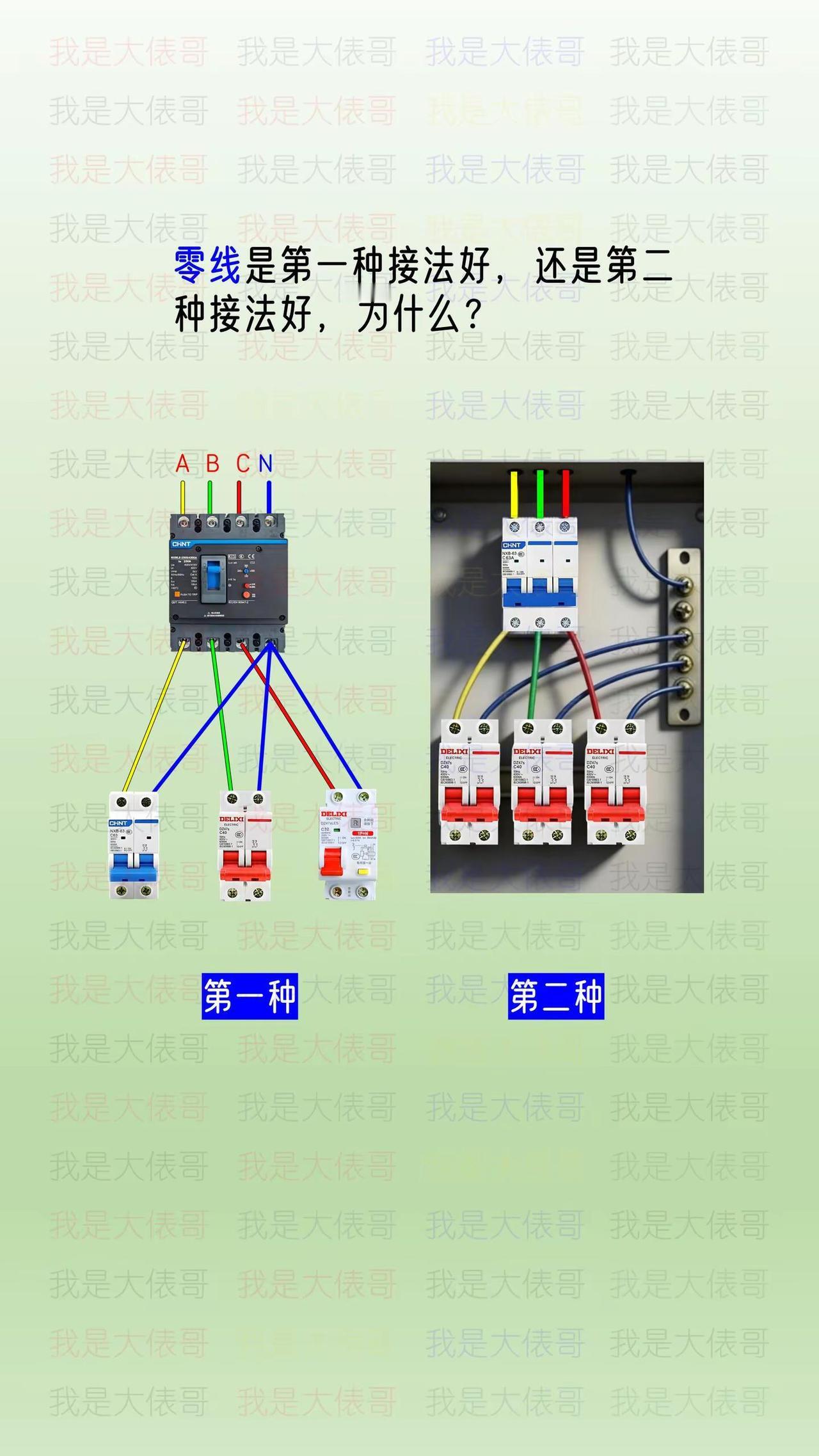 这两种接零线的方法，哪一种合理？为什么？电工知识 零基础学电工 电工教学 电工接