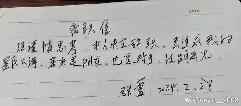 张雪的字写得其实不怎么样但他现在成功了，看他的字又好像有点意思。 