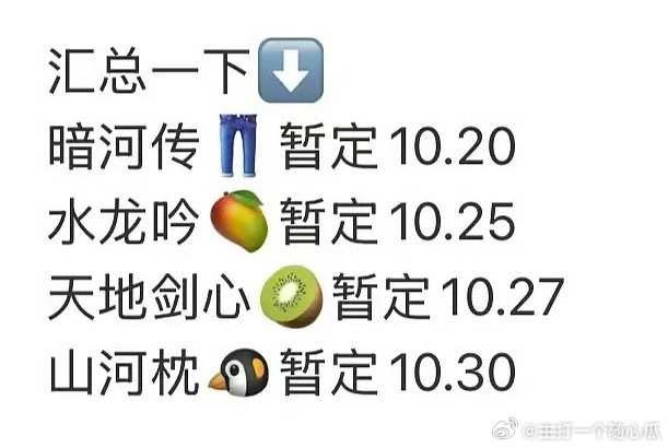 十月档，能热闹点不，往年时常说10月开始限古 ​​​