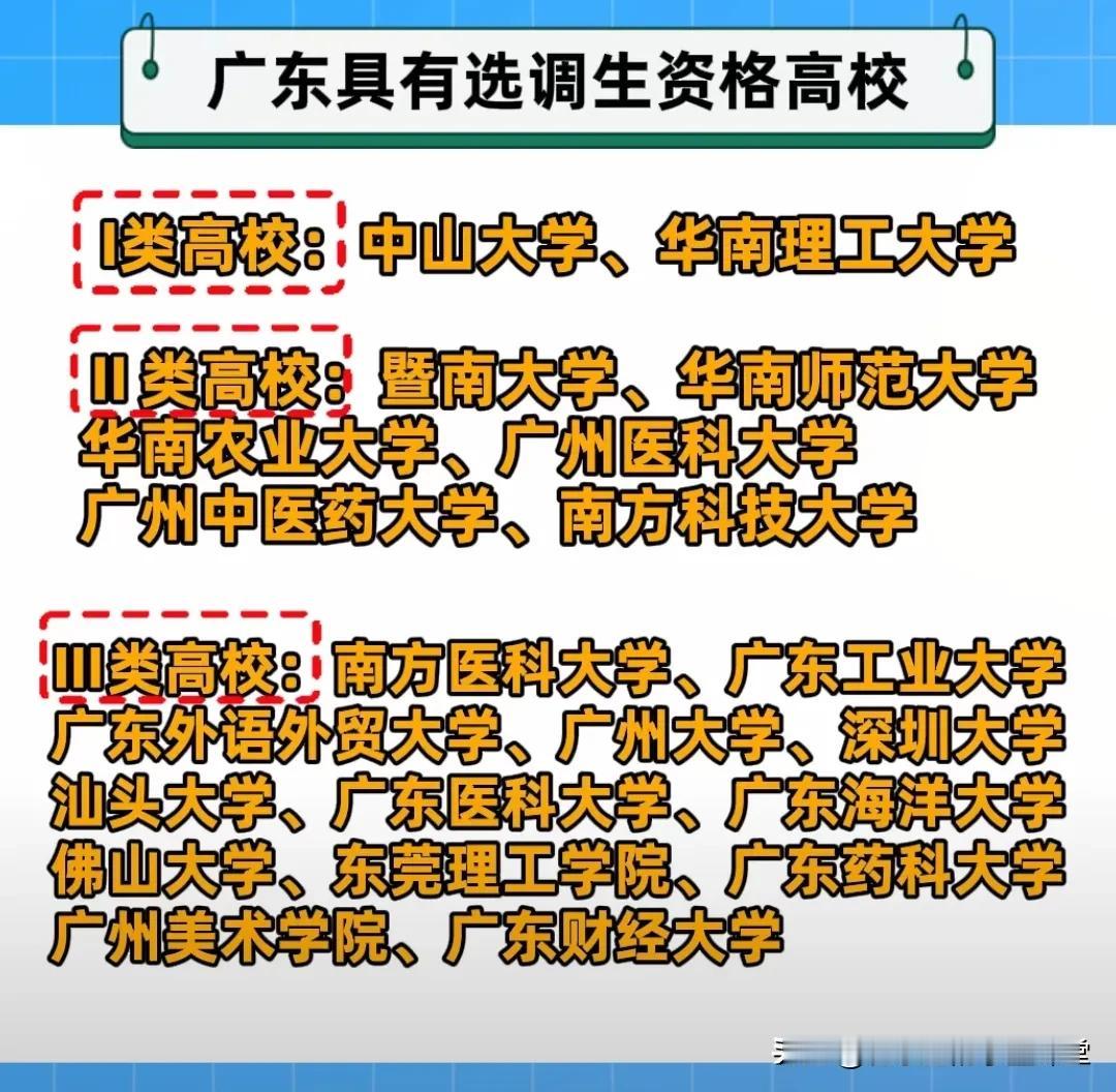 广东省内具有选调资格的院校