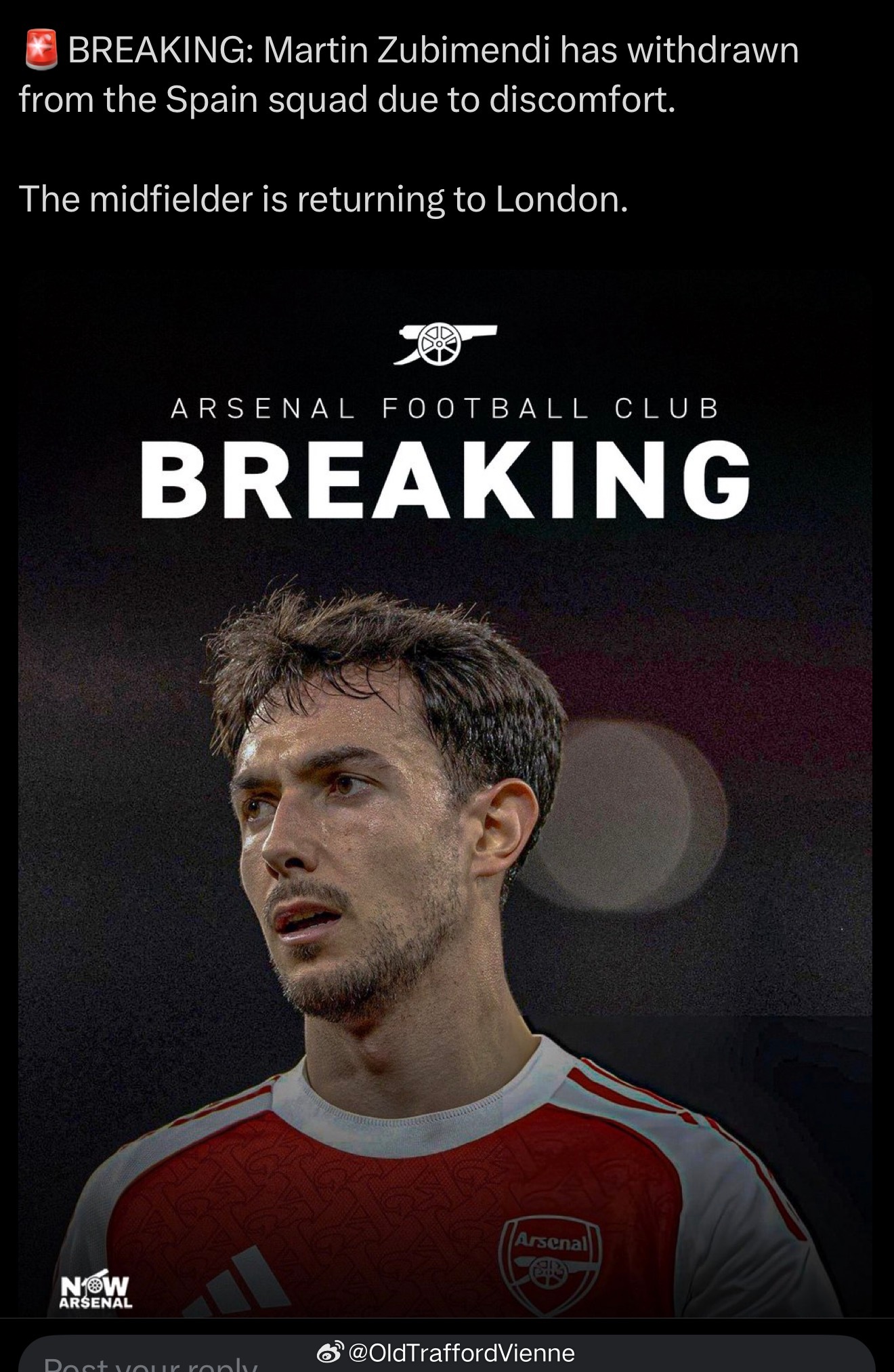 阿森纳西班牙中场从国家队因伤退出好家伙 