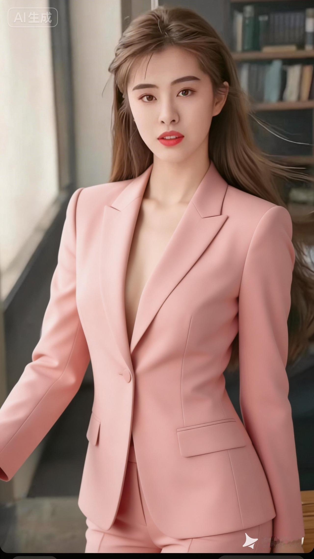 优雅粉西装，职场新风尚！