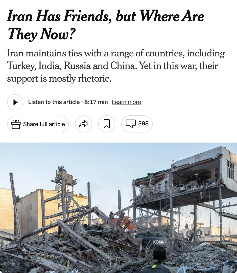 美媒：尽管伊朗长期与多国维持外交、贸易和军事关系——土耳其、印度与其有贸易往来，