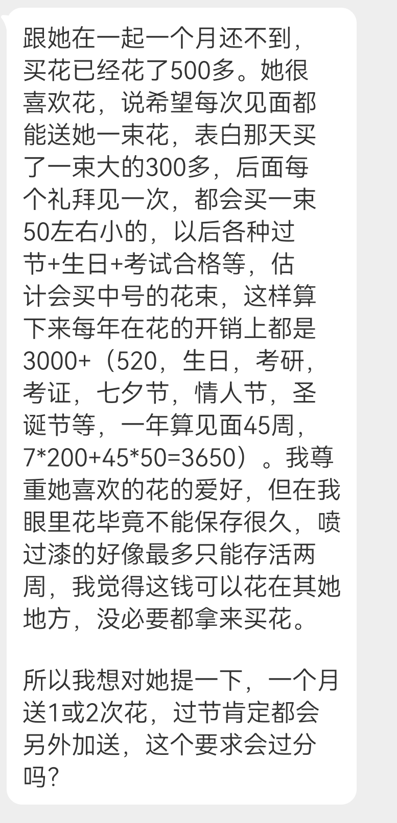 投稿 怎么委婉的和女生提醒买花的事情呢 ​​​