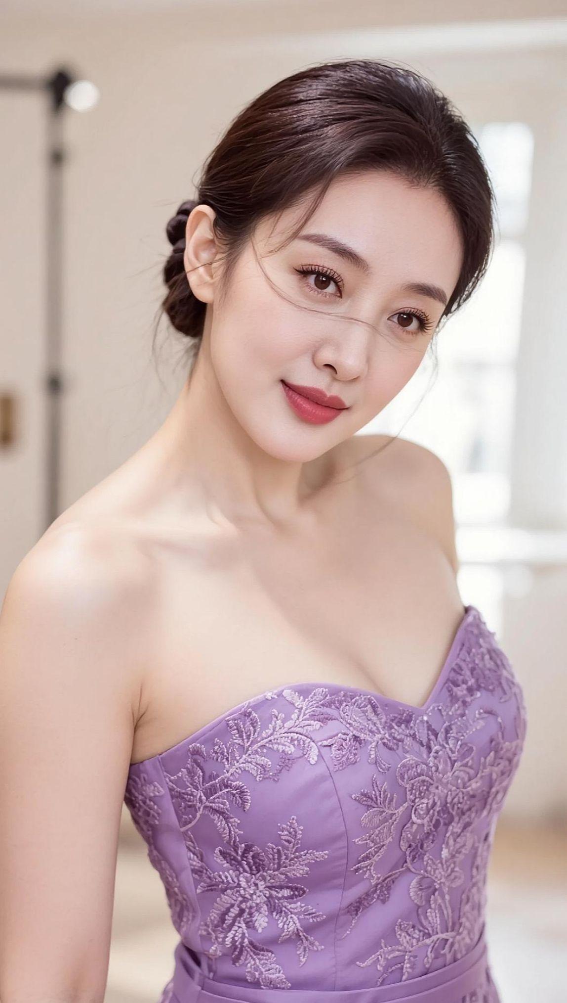 AI淡紫优雅照 抖音ai创作 少女写真 人像约拍 大自然的风光