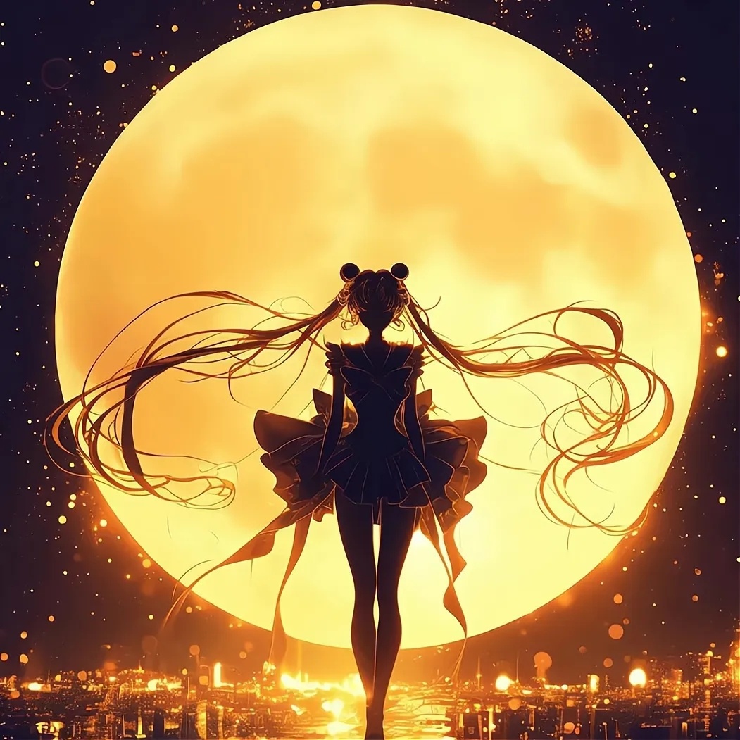#动漫[超话]##漫视界企划##美少女战士# 高清｜无水印，满月下的月野兔背影。