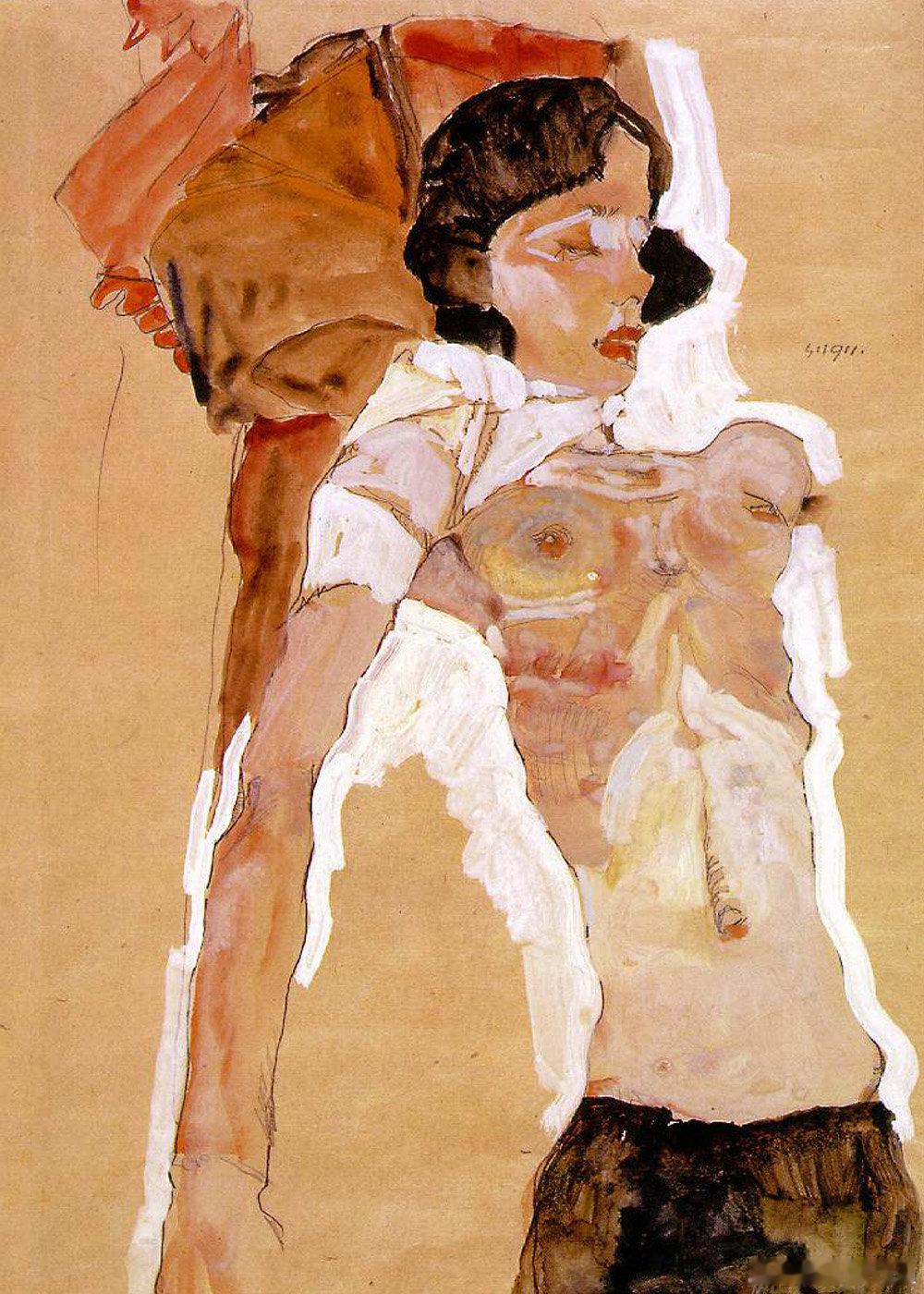 #西洋历史文化鱼缸[超话]# 奥地利表现主义画家埃贡·席勒（Egon Schie