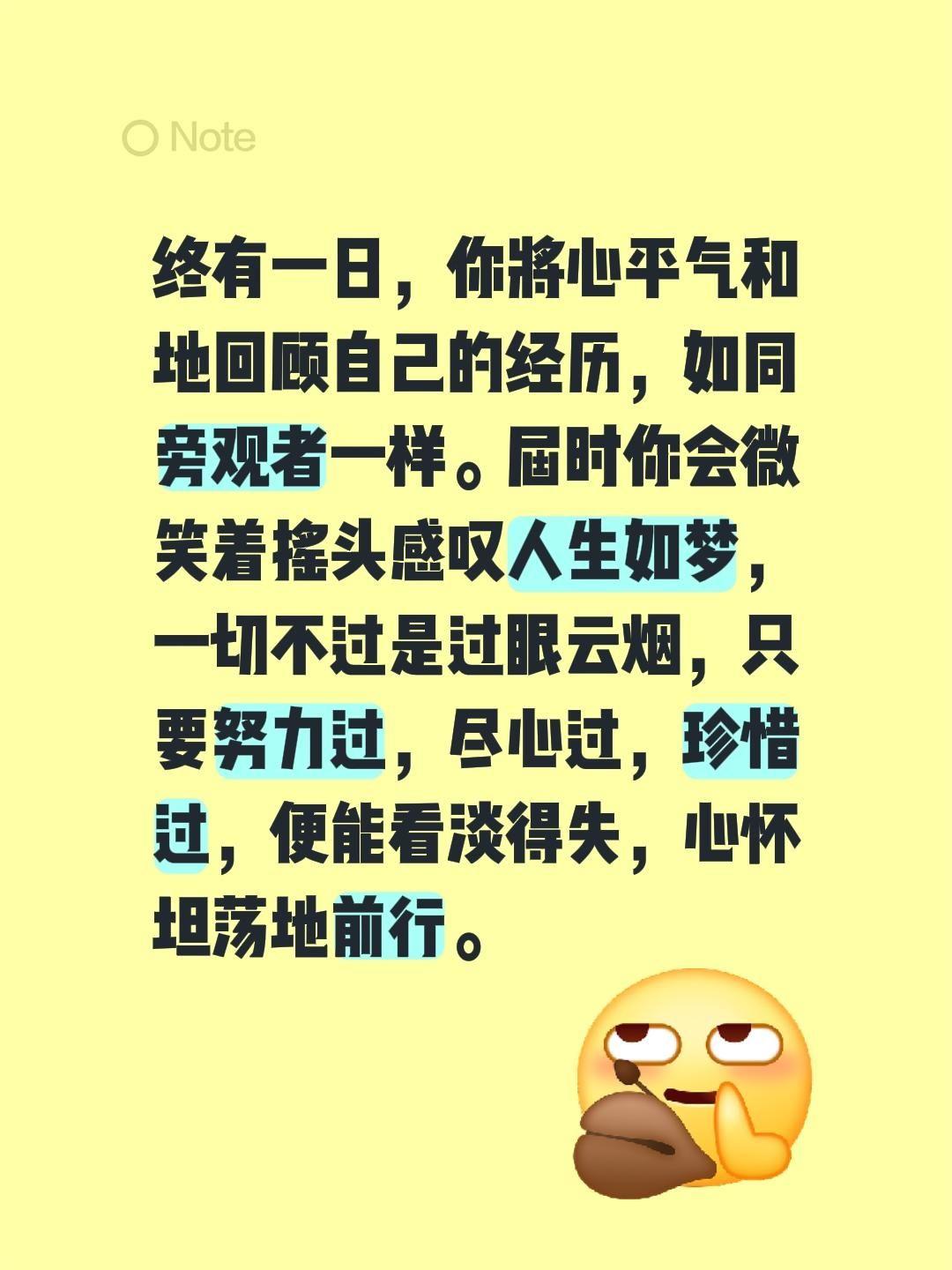 一切不过是过眼云烟。终有一日，你将心平气和地回顾自己的经历，如同旁观者...