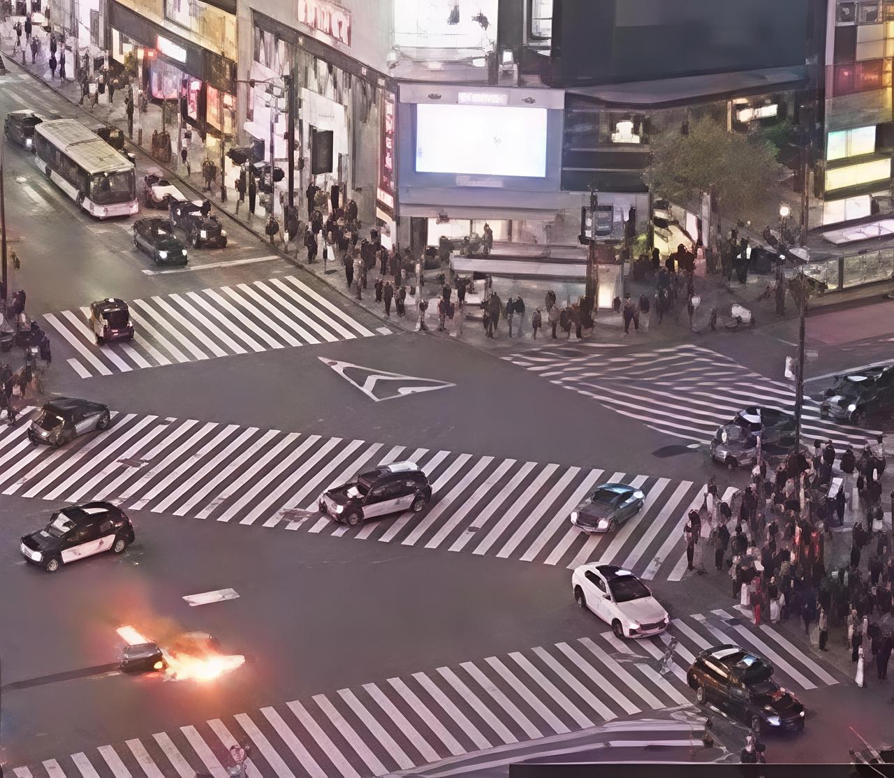 突发：东京涉谷繁华路口遭人纵火
日本时间今晚（4月3日）晚上9点，东京涉谷出现突