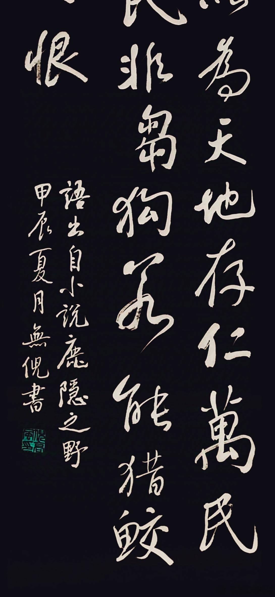 #书法[超话]#“天地不仁，今我隳肢体以为天地存仁；万民刍狗，今我抉双目以明民非