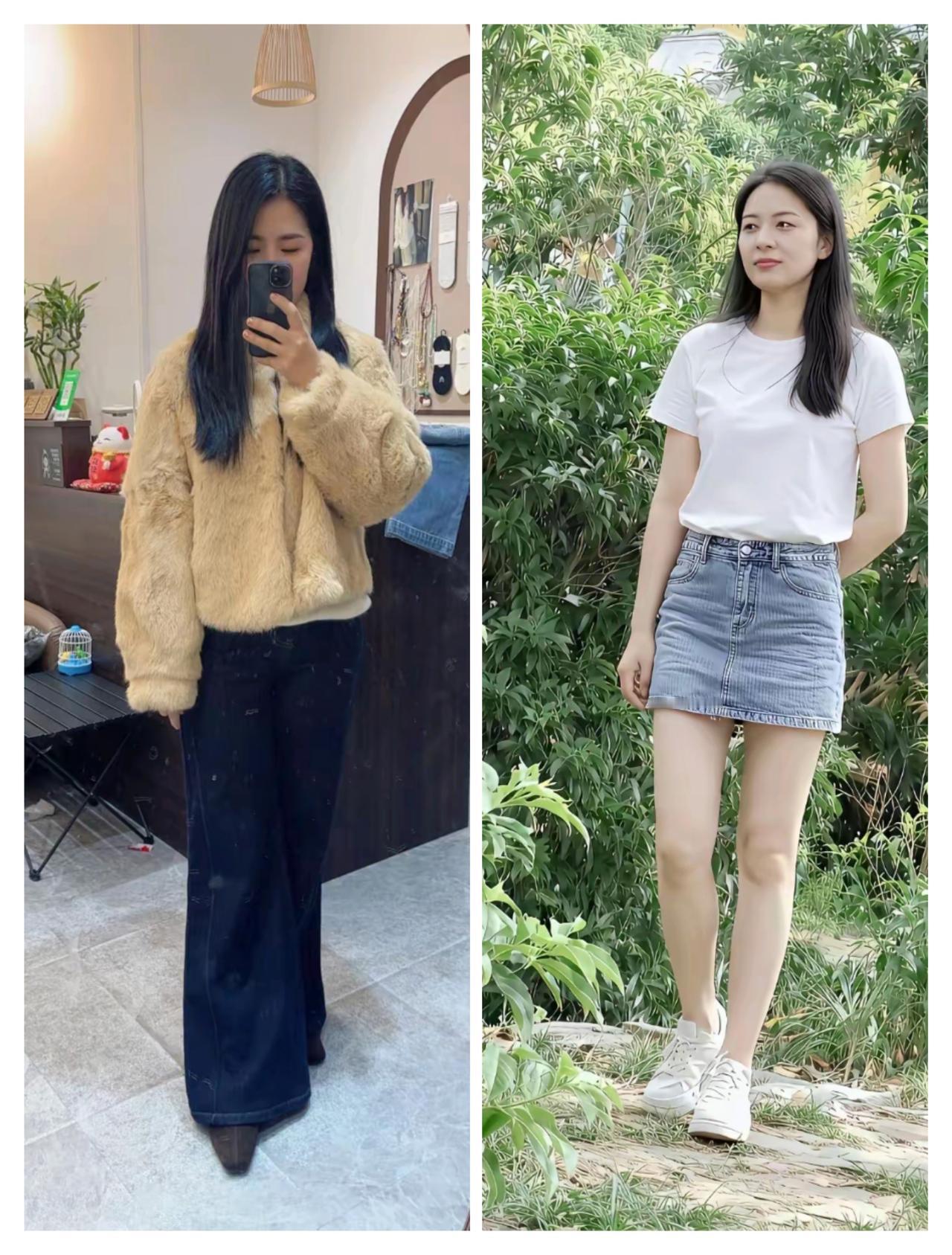 左边室内自拍，右边户外清新。哪种拍照片效果更好？户外清新照 户外自然风拍照 自然