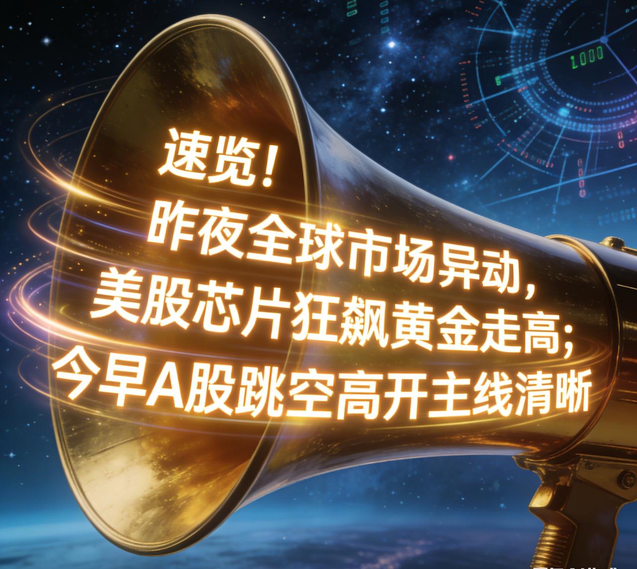 [燃烧的心]速览！昨夜全球市场异动，美股芯片狂飙黄金走高；今早A股跳空高开主线清