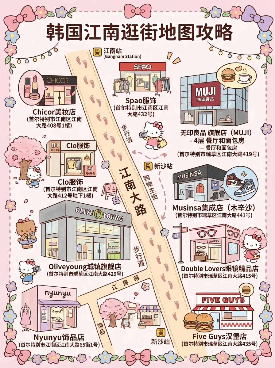 韩国江南逛街地图攻略！！